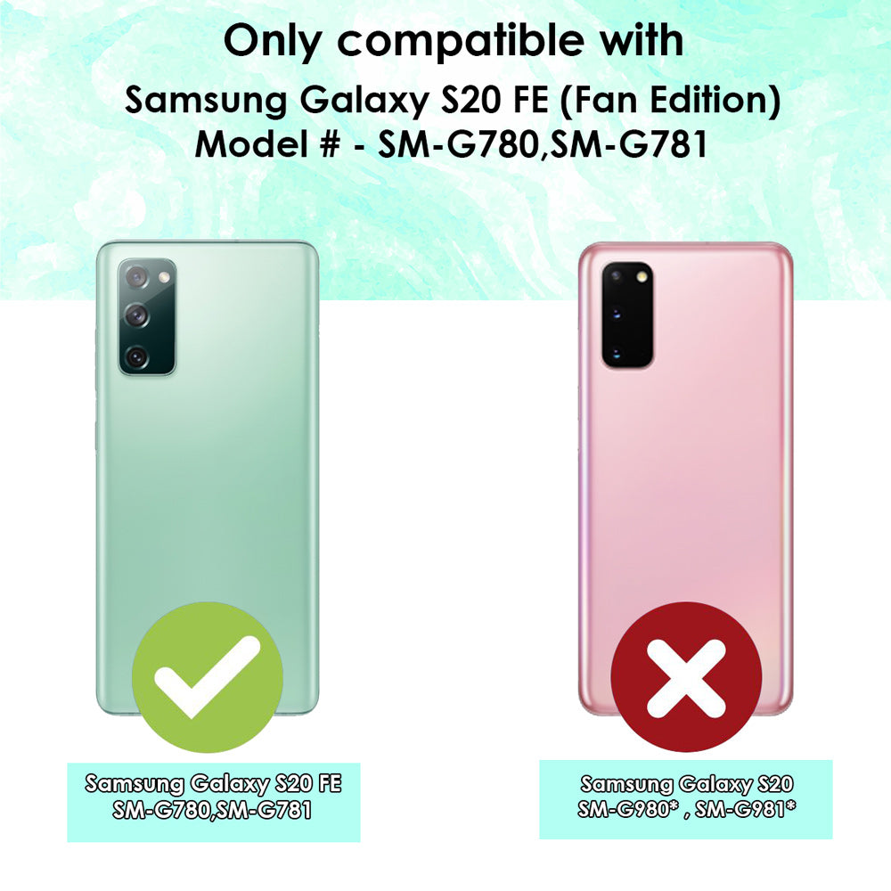 iCoverLover Shockproof Protective Cover for Samsung Galaxy S20 FE, showcasing a transparent design with flexible TPU sides and hard plastic back.